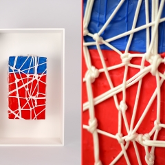 Packaged 11 of n : (19.5"x12"x5.5" wood, rope, and wax dipped corrugated cardboard box mounted on wood panel)