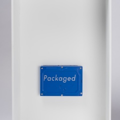 Packaged 23 of n: (19.5”x12”x5.5” painted (blue) used hard drive on wood panel)