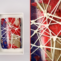 Packaged 13 of n : (19.5"x12"x5.5" wood, rope wrapped crushed corrugated cardboard box mounted on wood panel)