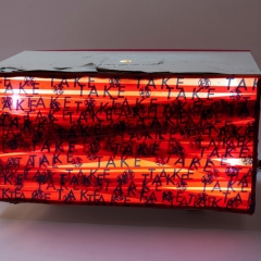 Remnant No.1 Mixed media: Wood box wrapped in TAKE tape 45cm x 60cm x 120cm