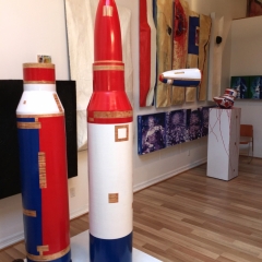 Object No.57 LF & Object No.57 L Wood enamel paint ~ 230 cm (H) 38cm Ø Object No.57 IF (in background)