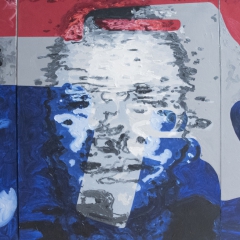 Oil on canvas painting installed 319.5 cm x 122 cm x 11 cm