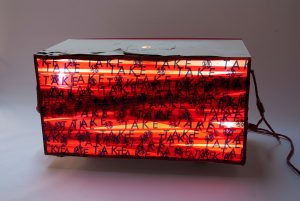 Remnant No.1 Mixed media: Wood box wrapped in TAKE tape 45cm x 60cm x 120cm